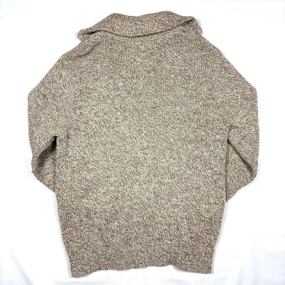 VTG LL Bean Beige Tan Wool Knit Full-Zip Cardigan Grandpa Sweater Mens Med - Picture 5 of 9